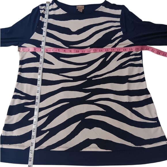 CHICO'S EASYWEAR 2 Slinky Long Tunic Top‎ Blouse LG Travel Career Animal Print - Picture 4 of 11